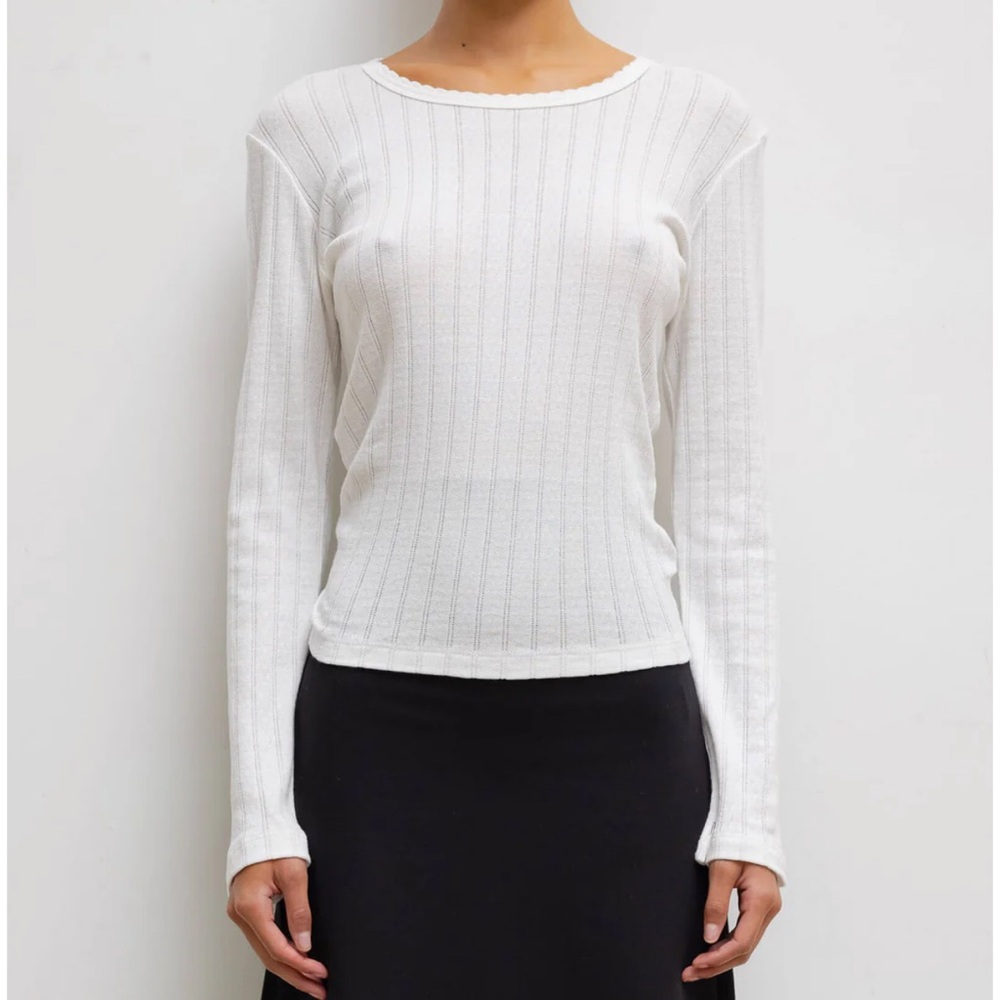 LESET Ivory Pointelle long sleeve